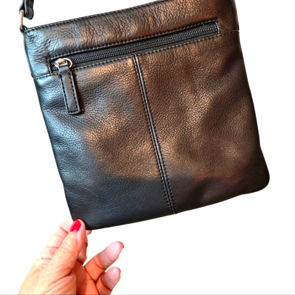 Margot Genuine Black Leather Crossbody Small Messenger Bag